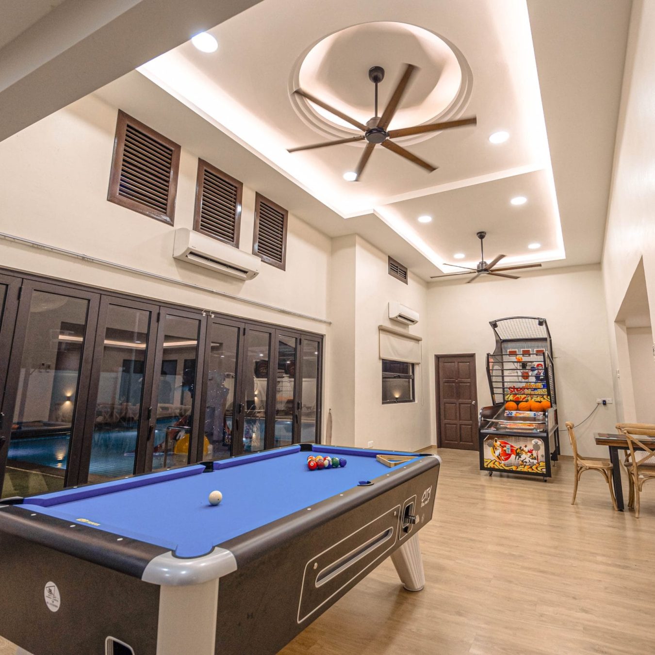 Indoor pool table entertainment facility showing high ceiling design at Le's Homestay Lot 916 A'Famosa Homestay