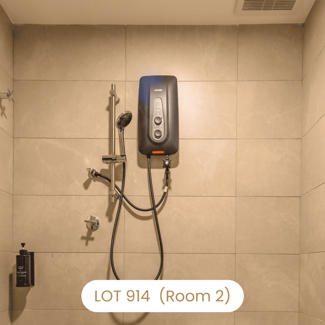 Water heater shower amenity in private bathroom at Le's Homestay Lot 914