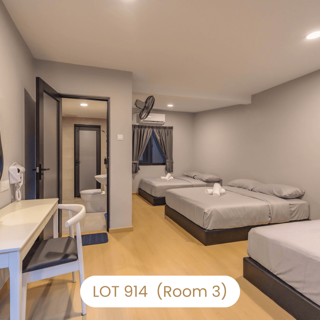 Bedroom entrance and vanity setup in Room 3 at Le's Homestay Lot 914 A'Famosa Homestay