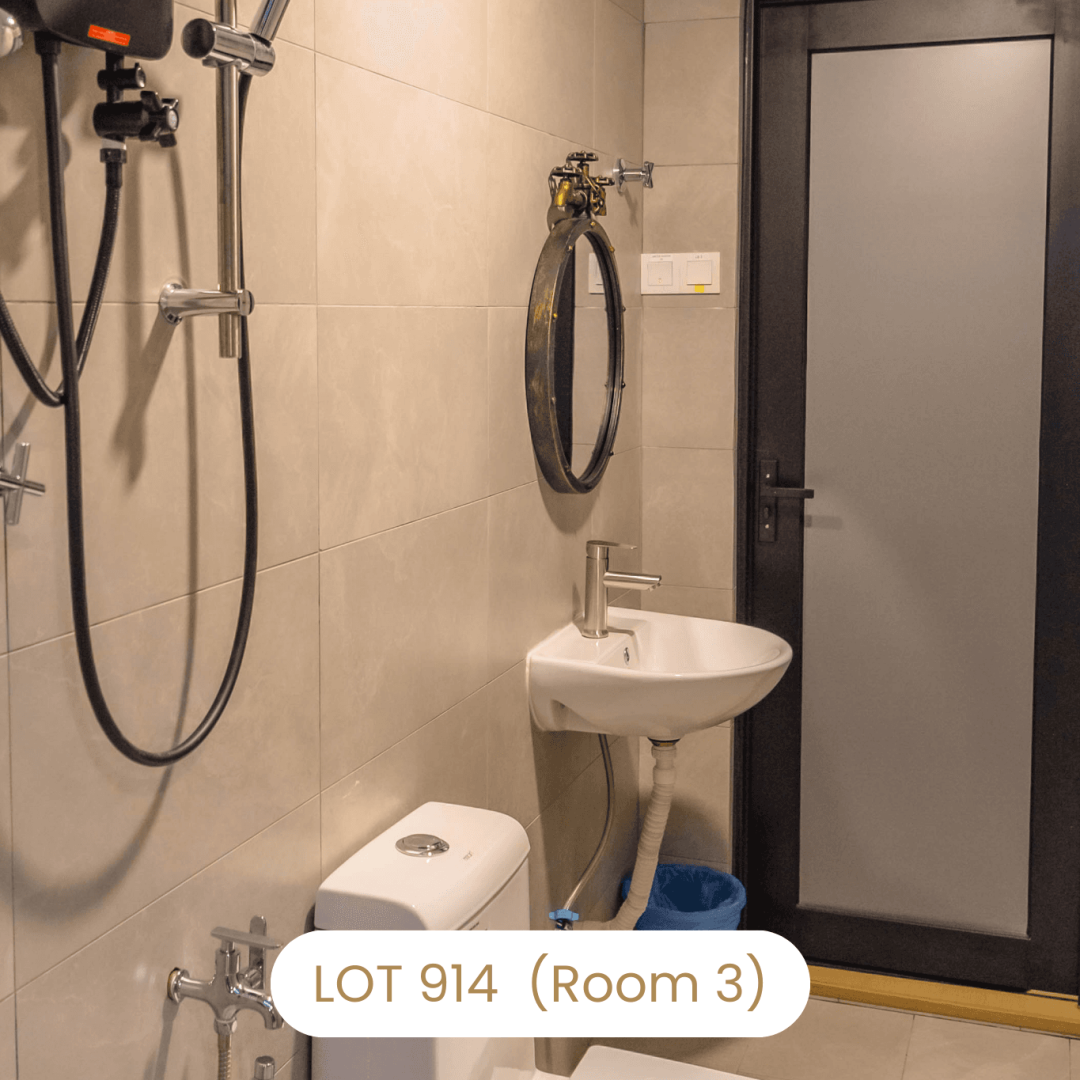 Private bathroom with water heater shower facility at Le's Homestay Lot 914
